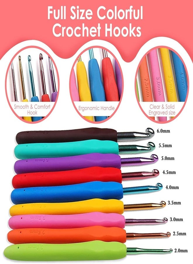 WICHARSH Crochet Kit for Beginners & Adults - 59pcs Complete Starter Set with Ergonomic Hooks (0.6-6.0mm), Yarn, Tools & Travel Bag - Craft Gift for Women, Teens & Seniors - Image 3